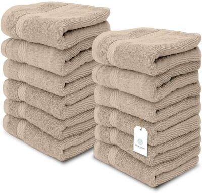 White Classic Luxury Cotton Washcloth 13x13 - Set of 12
