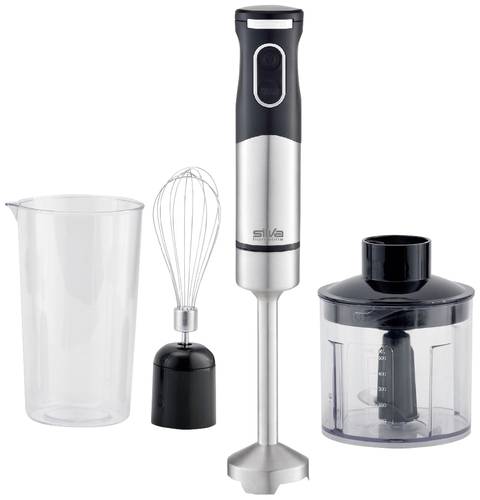 Silva Homeline SMS 6502 Stabmixer 700W mit Messbecher, mit Zerkleinereraufsatz, Schneebesenaufsatz Edelstahl, Schwarz