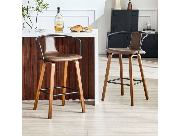 Tabourets de bar scandinaves - Ensemble de 2 tabourets - Accoudoir en métal courbé