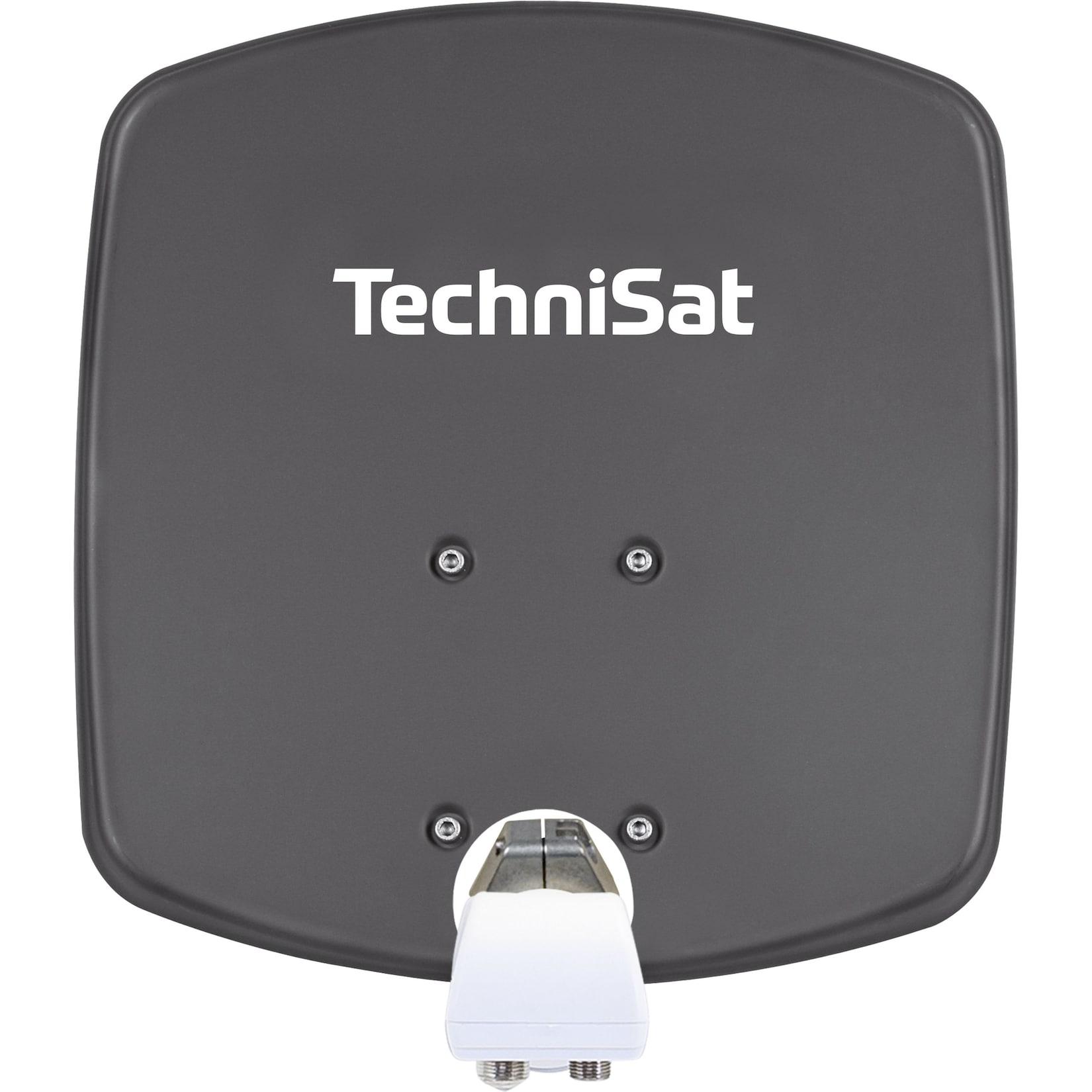 TechniSat DIGIDISH 33 Sat-Schüssel mit Twin-LNB & Wandhalterung, 2 TN schiefergrau