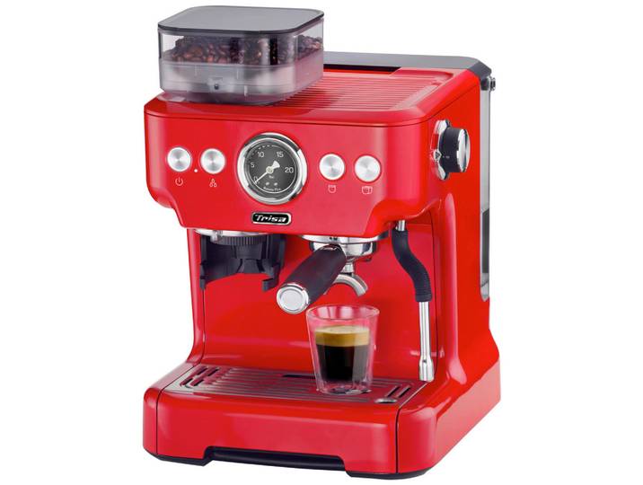 Trisa Electronics Espressomaschine Barista Plus, Rot, Metall, 2700 ml,350 g, 28x41x33 cm, Kochgeschirr, Küchengeräte, Kaffeemaschinen & Milchschäumer