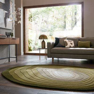 Teppich FLAIR RUGS "PUDDLE OMBRE WOOL", grün, B:200cm H:11mm L:290cm, Wolle, Teppiche, Teppich, Wollteppich in Pfützenform