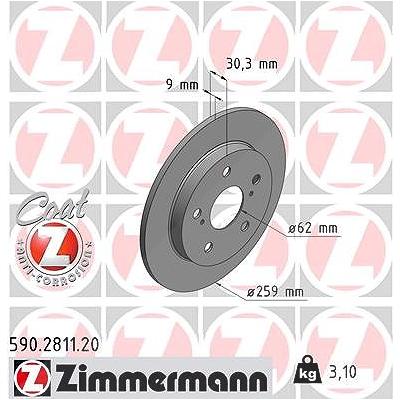 Zimmermann Bremsscheibe [Hersteller-Nr. 590.2811.20] für Toyota
