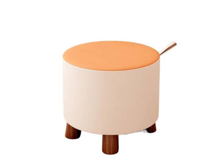 QAUUCP Fußhocker für Wohnzimmer Kleiner runder Hocker Massivholzbank, kreativer Haushalt, Couchtisch, Sofa, Fußstütze, weich gepolstert, Schuhwechsel, praktisch(Color1)