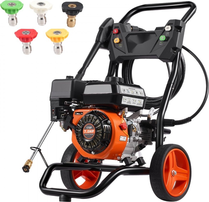 Benzin Hochdruckreiniger 3400 PSI - 2,6 GPM - 5 Düsenset - Vertikaler Hochdruckreiniger für Autos - Leistungsstark und effizient