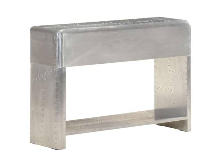 KTHLBRH Sideboard aus Metall, Silber, 110 x 35 x 75 cm, Pilotenstil Zwei Schubladen und Ablage, robust, mit sichtbaren Schrauben, Eingangstisch, Montage erforderlich