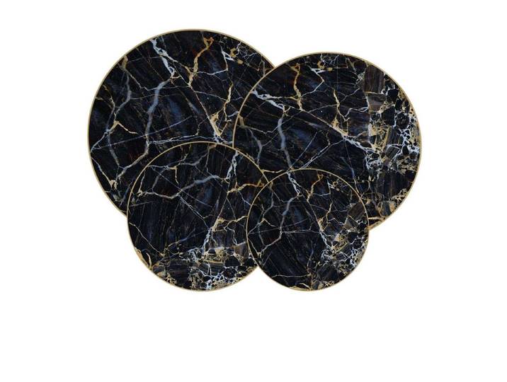Quality Elegance Teller-Set Black Marble Bone-China Teller Set – Luxus Geschirr (4-tlg), 1 Personen, 45% Bone China