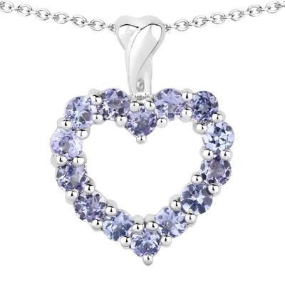 Kette mit Anhänger VIRA JEWELS "925 Sterling Silber rhodiniert Tansanite", weiß, Halsketten, Damen, 46cm, 0,93, Silber 925 (Sterlingsilber), L: 46 B: 15mm, glänzend, B:15mm