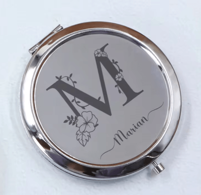 Inspire Curations Personalized Name Stainless Steel Pocket Mirror silver 1pc