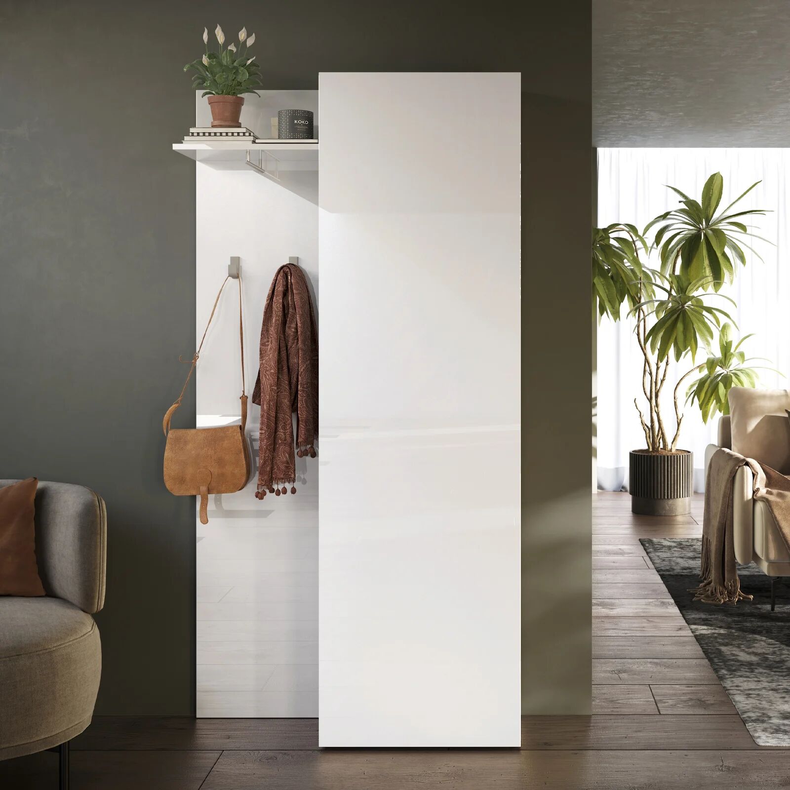 garneroarredamenti Mobile ingresso 95x186h cm bianco lucido Sunset 110