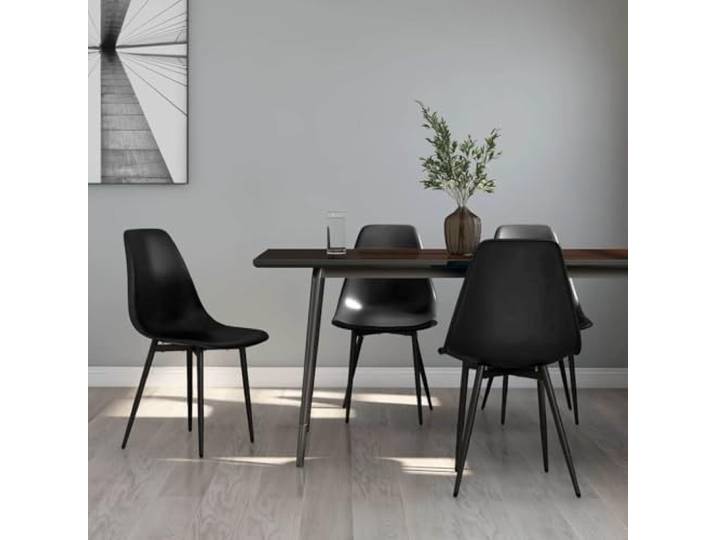 Xolmizyn 4er Set Esszimmerstühle, PP Sitzschale, Metallbeine, Modern Minimalistisches Design, Leicht zu reinigen, Hoher Sitzkomfort