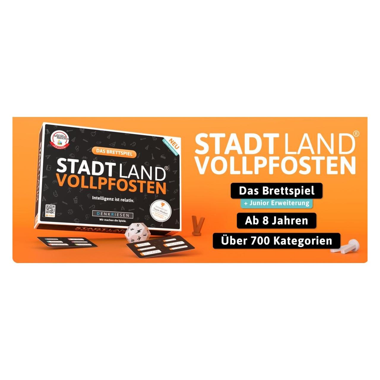 Denkriesen Stadt Land Vollpfosten - Brettspiel + Junior Erweiterung (d) (Deutsch, 4 - 12 Spieler) (SL4040)
