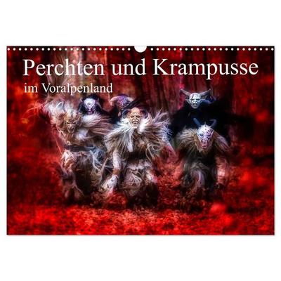 Perchten und Krampusse im Voralpenland (Wandkalender 2027 DIN A3 quer), CALVENDO Monatskalender
