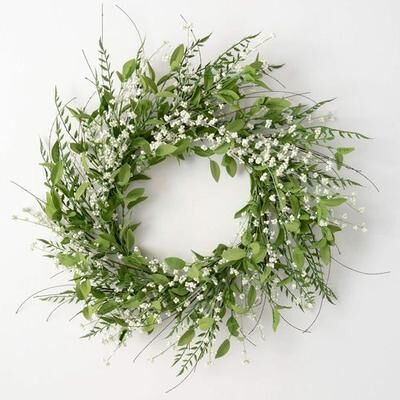 Sullivans Lush Leaf and Berry Wreath White , White