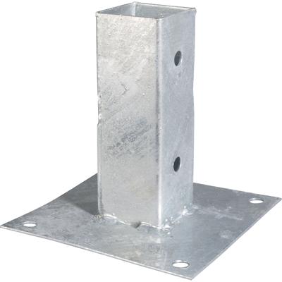 Aufschraubhülse ALBERTS, grau (feuerverzinkt), B:15cm T:15cm, Stahl, Bodenanker, feuerverzinkt, 91 x 91 mm