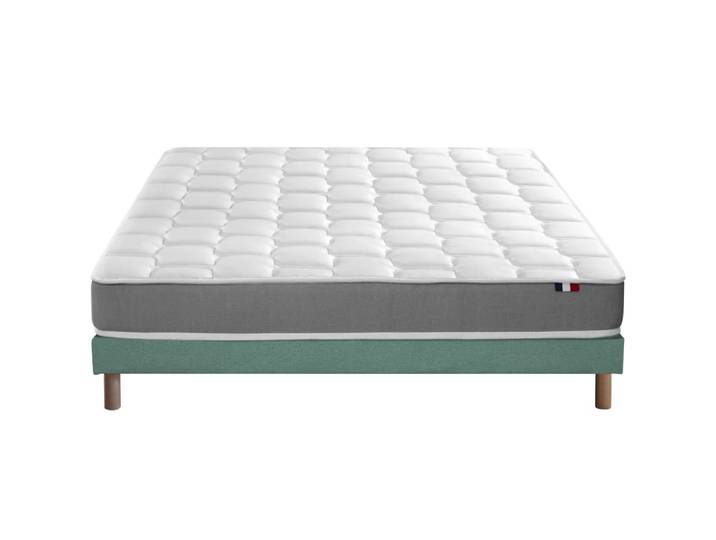 Ensemble matelas mémoire forme sommier vert 140x190