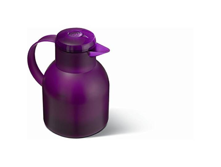 Emsa Samba Isolierkanne 505490 1 Liter Quick Press Verschluss 100% dicht 12h heiß, 24h kalt Aubergine Transluzent