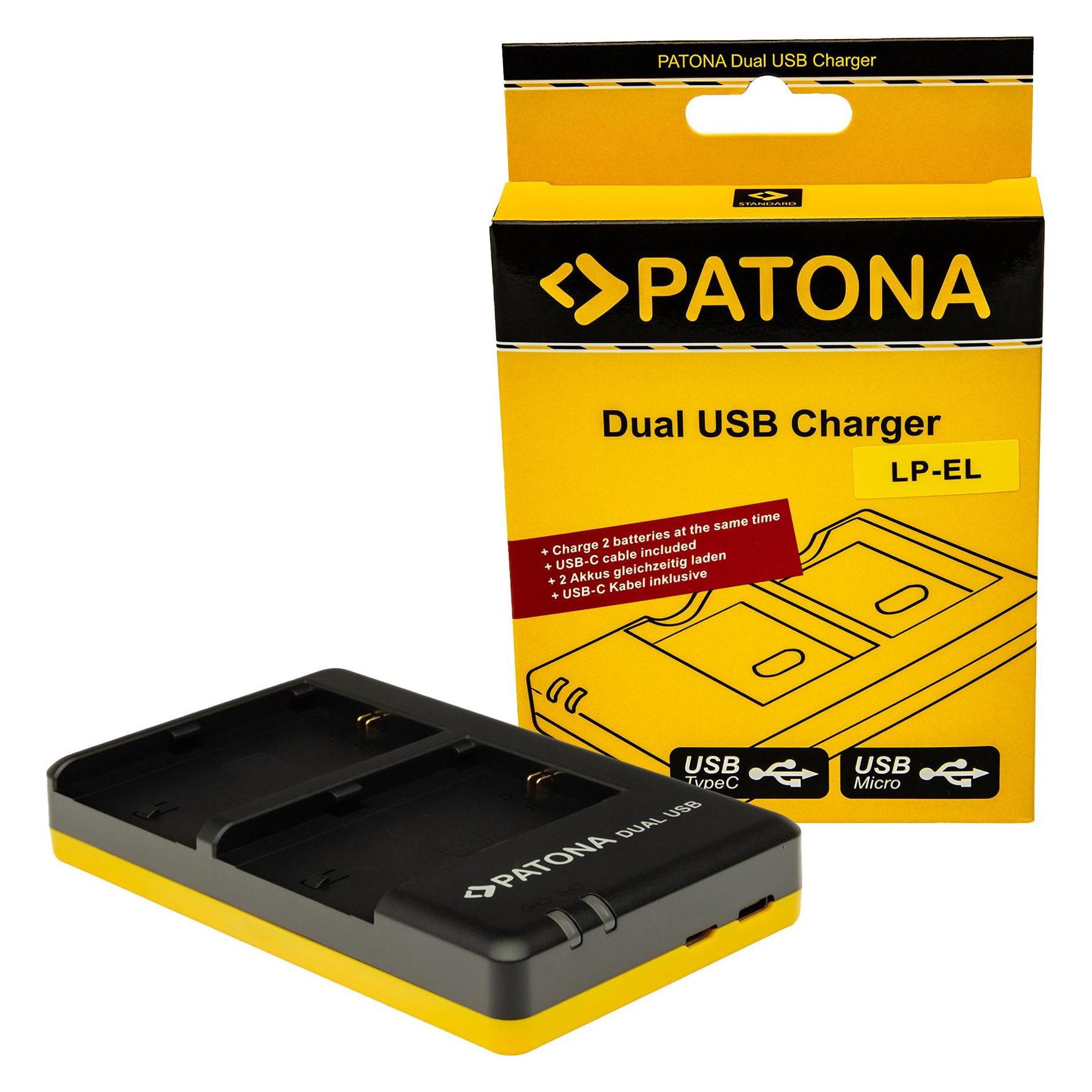 Patona Ladegerät Dual USB Canon LP-EL (Kamera Akku Ladegerät) (1456)