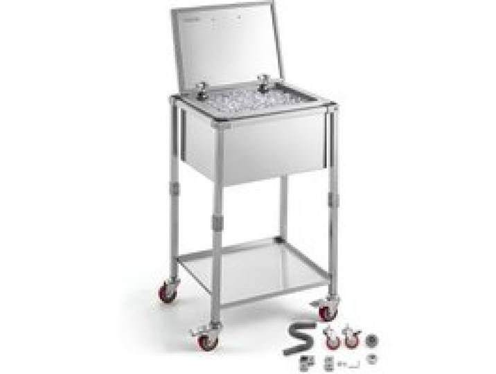 VEVOR Glacière à Roulettes 54,6 L Refroidisseur de Boissons Mobile en Inox, pour Terrasse Restaurant Fête, Isolation Longue Durée sans Électricité, Desserte-glacière Extérieur, Kit de Vidange Complet