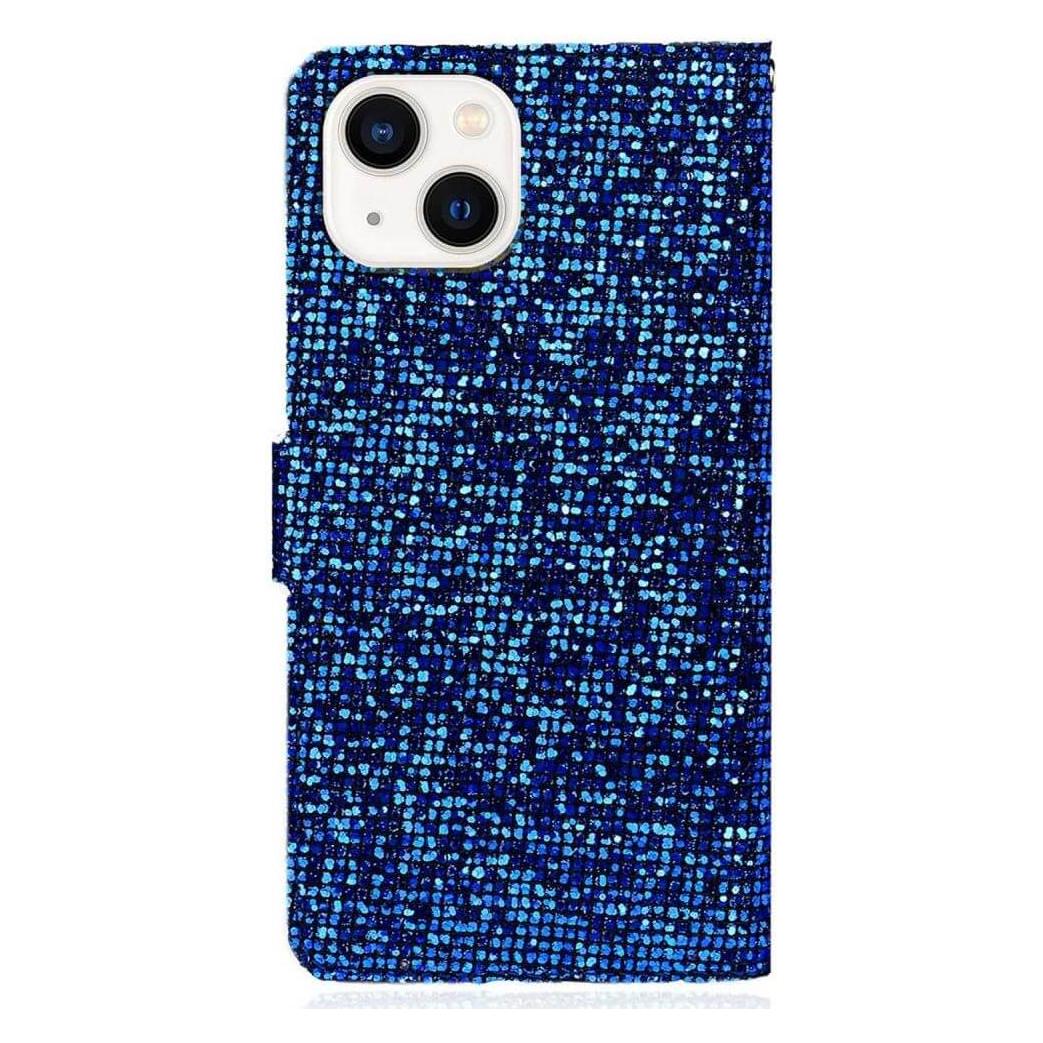 Cover-Discount iPhone 14 Plus - Glitter Leder Etui blau (Apple iPhone 14 Plus) (660106172B)