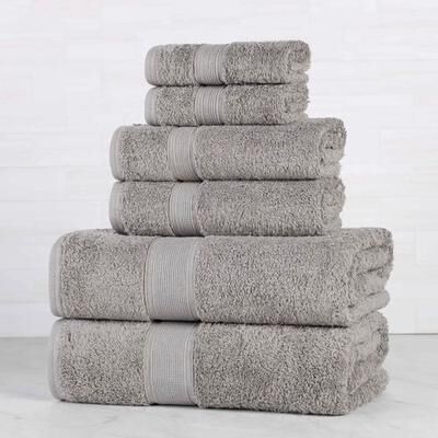 Home City, Inc.-Bath Oregon Organic Cotton Bath Towel Set Six Piece Set, Six Piece Set, Silver