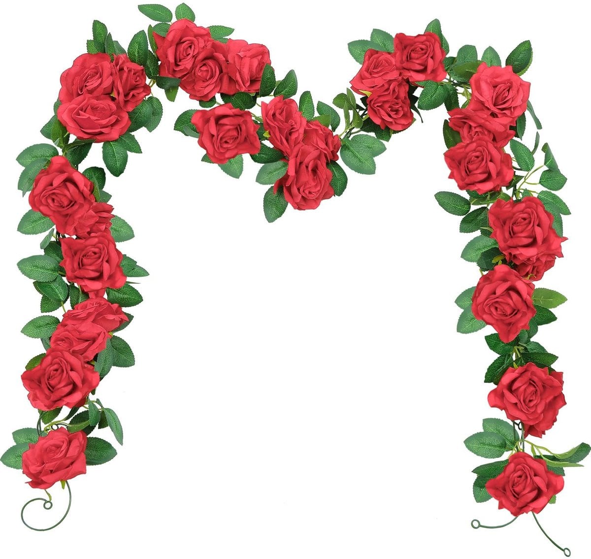 Omgoods Set van 3 Kunstbloemenguirlandes met Rode Rozen voor Decoratie