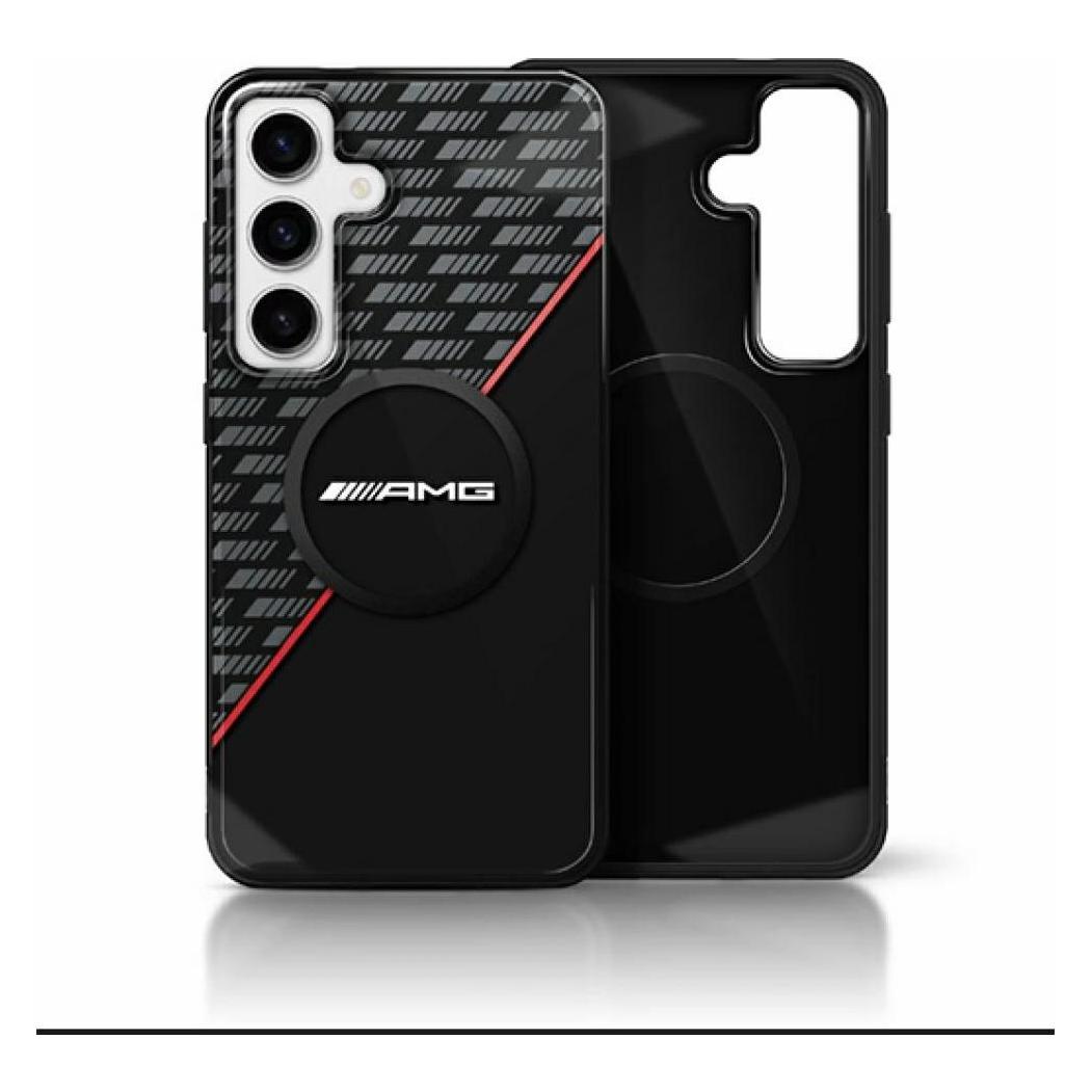 Mercedes AMG Double Layer Rhombs MagSafe Case for Samsung Galaxy S25 - Black/Red (Samsung Galaxy S25) (AMG00095-0)