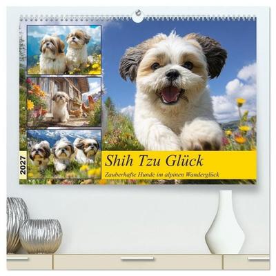 Shih Tzu Glück. Zauberhafte Hunde im alpinen Wanderglück (hochwertiger Premium Wandkalender 2027 DIN A2 quer), Kunstdruck in Hochglanz