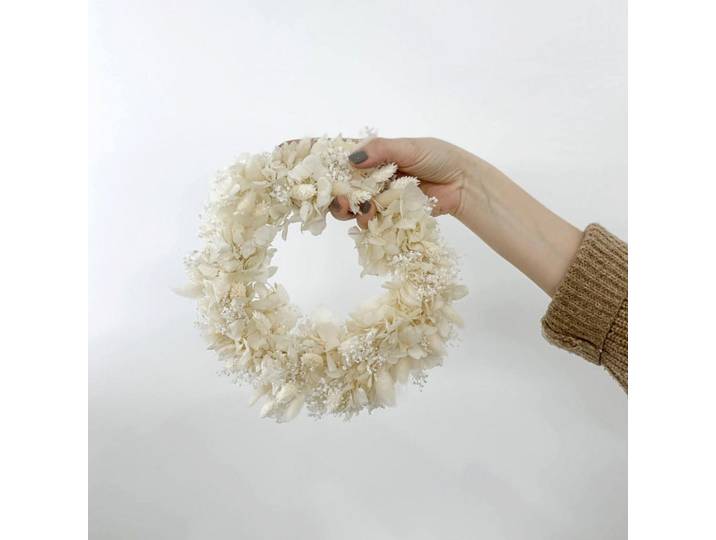Lykke & You Trockenblumen Kranz Snow white, Weiß, Naturmaterialen, 20 cm, Dekoration, Blumen & Blumentöpfe