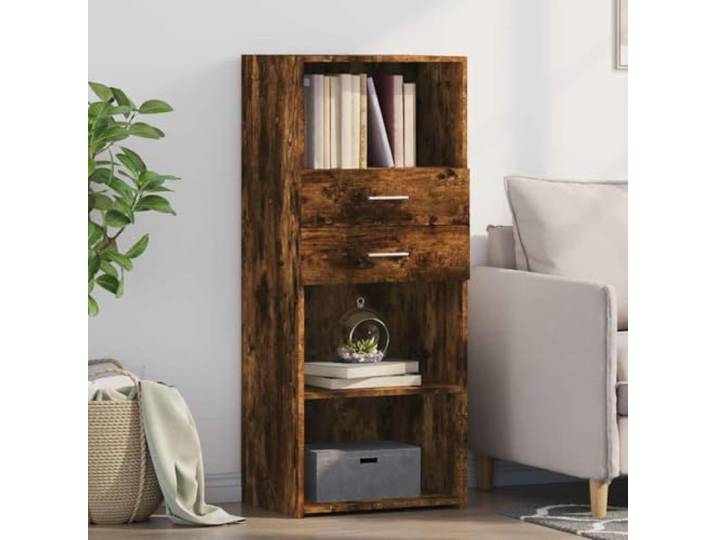 HEFZGDB Stabiles Highboard mit Wandhalterung in zeitlosem Design – Klassisches Highboard mit viel Stauraum aus Holzwerkstoff als modernes für die Inneneinrichtung in Räuchereiche