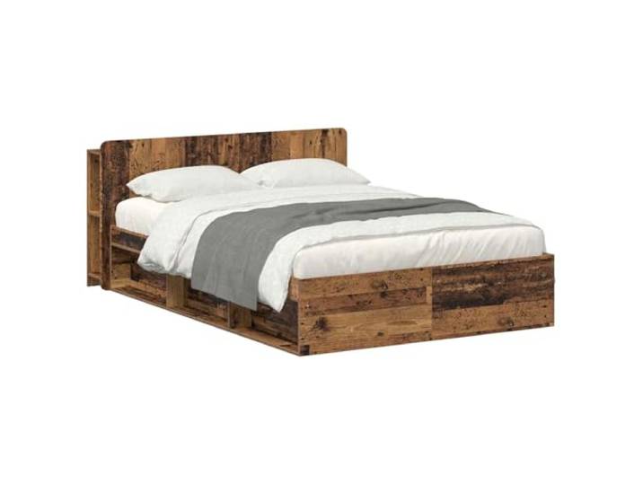 PUGYNBK Bettgestell mit Stauraum aus Altholz Modernes Design, untere Schubladen, feste Leisten, einfache Montage, robust
