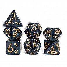 Dice4friends Würfelset - Mehrfarbig - Dog Black/Gold - 7 Stück 304688