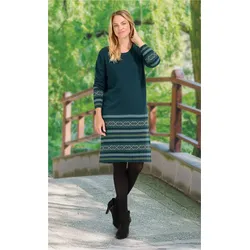 Baumwoll-Mix-Kleid in Jacquard petrol in Größe 48/50 von DW-Shop, Petrol, 48/50