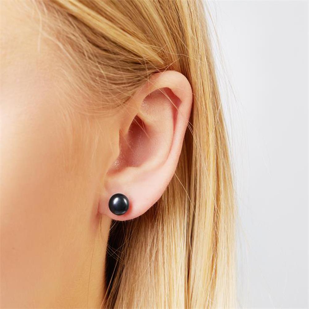 Unique Hochwertige Ohrstecker Süßwasserperle stahlblau blau