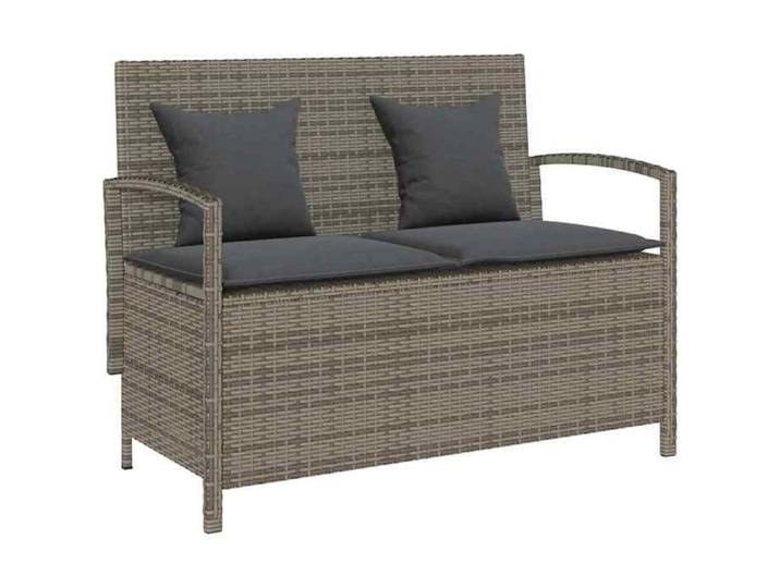 Automne/hiver  Gris Banc de rangement de jardin avec coussin gris résine tressée - Hauteur:87cm DEC3663611