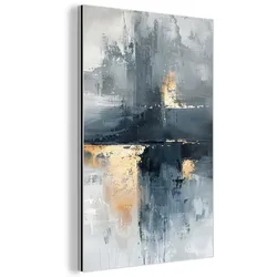 METALLBILD Kunst - Grau - Gold - Abstrakt 80x120 cm