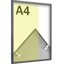 SPRINTIS Alu-Bilderrahmen A4, 21 x 29,7 cm, glänzend, schwarz, eleganter 9 mm Aluminiumprofil-Rahmen mit Styrol-Front, ideal für Fotos und Postkarten, Aluminium, PS, MDF