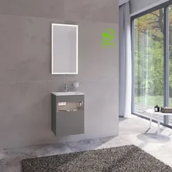 Keuco Stageline Waschtisch-Unterschrank 32822290102 Lack Inox Seidenmatt, Glas Inox satiniert, 46x62,5x38cm, mit Elektrik, rechts