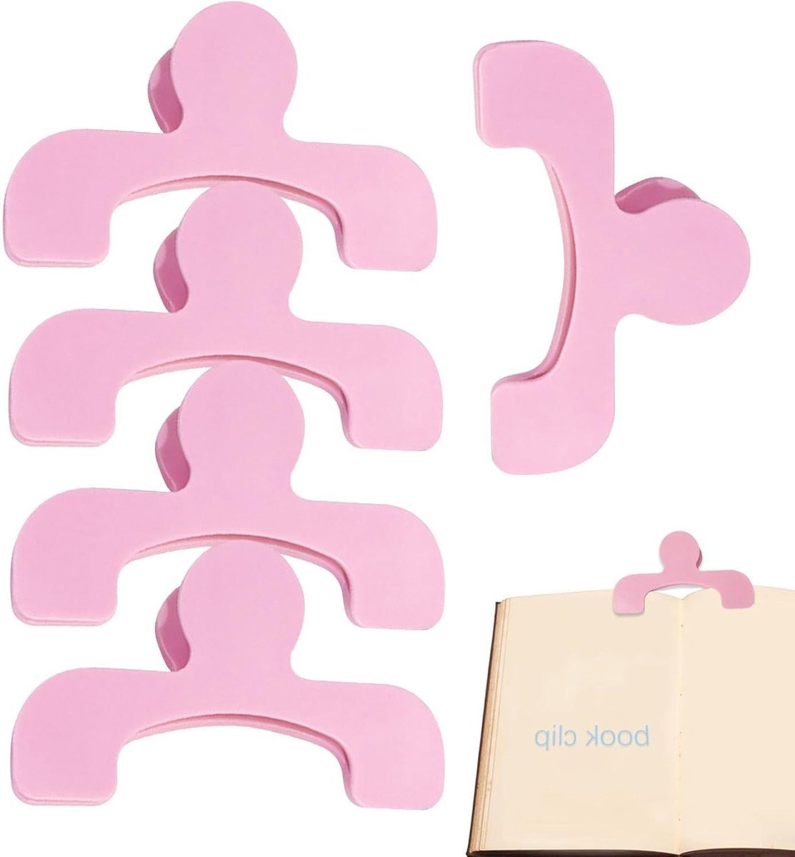 Set van 5 Boekenstandaard Paginahouder Clips in Roze van Verstevigd ABS Materiaal