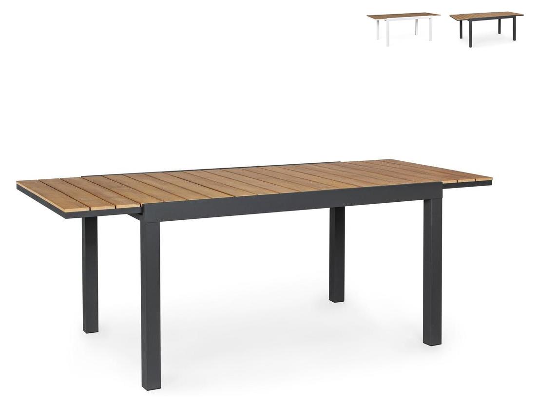 Ausziehbarer Gartentisch aus Polywood 75x140-200 Elias YES - Schwarz