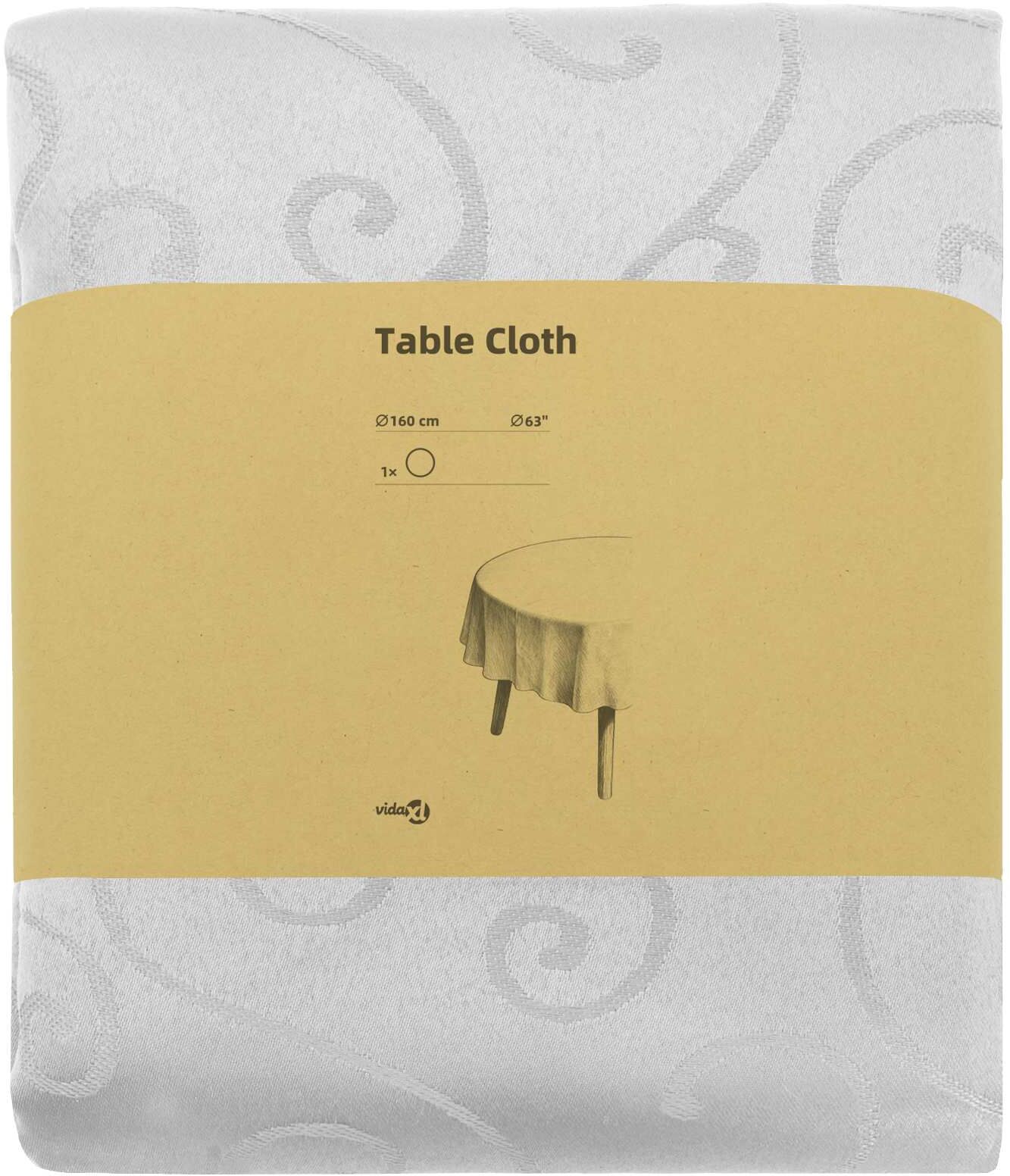 vidaXL Tissu de Table Blanc Diam. 160 cm Rond