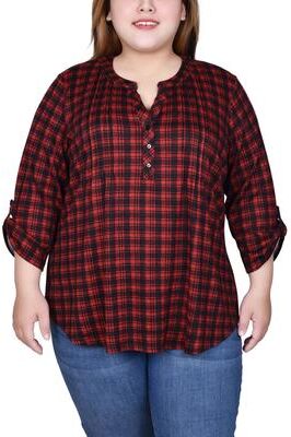 NY COLLECTION 3/4 Roll Sleeve Top