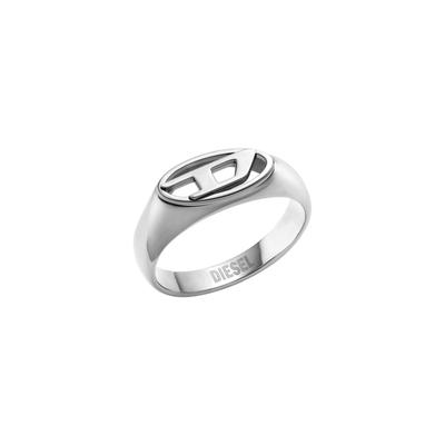 Fingerring DIESEL "Schmuck Geschenk Edelstahl Ring OVAL D LOGO" Gr. 21, silber (edelstahlfarben), Fingerringe, Damen, 21, Edelstahl, 3,6mm, Fingerring