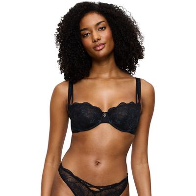 Bügel-BH TRIUMPH "Palina Moonlight Kiss", Damen, Gr. 80, Cup F, schwarz, Spitze, Obermaterial: 87% Polyamid, 11% Elasthan, 2% Polyester, BHs Bügel-BH, Triumph x Palina Rojinski, mit Spitze und Glitzergarn
