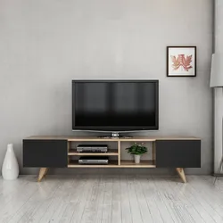 Fernsehtisch Assens 40x160x31cm Eiche / Schwarz [en.casa]
