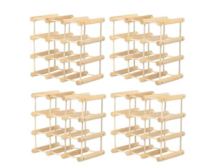 MODO24 Weinregal Modular Tanne Massivholz 56 Flaschen, 4 Module, Natur Modulares Flaschenregal & Weinständer aus Tannenholz, ModAbm 36x36x24 cm, Getränkeregal & Flaschenständer für Küche
