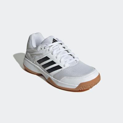 Hallenschuh ADIDAS PERFORMANCE "SPEEDCOURT IN KIDS", Mädchen, Gr. 34, schwarz-weiß (cloud weiß, core schwarz, gum10), Synthetik, Textil, Schuhe Hallenschuh, geeignet für jeden Hallensport, Indoorschuhe