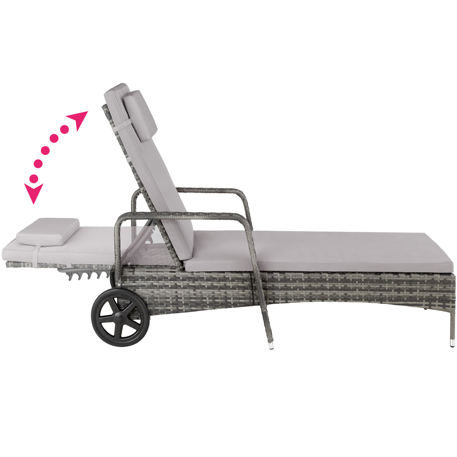TecTake Wicker ligbed Cassis - grijs