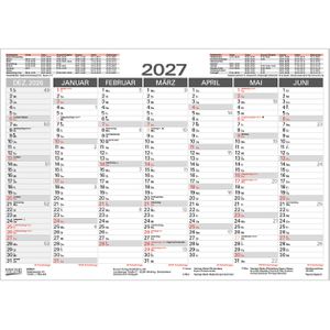 Korsch Tafelkalender 259527, mit Ferienübersicht, aus 250 g/m² Karton, 7 Monate = 1 Seite, A5, Jahr 2027