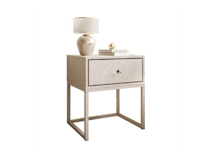 Lookway Nachttisch BLANCO Kaschmir auf Gestell – Moderner Nachtschrank fürs Schlafzimmer (1x Nachttisch), 45x52x37 cm